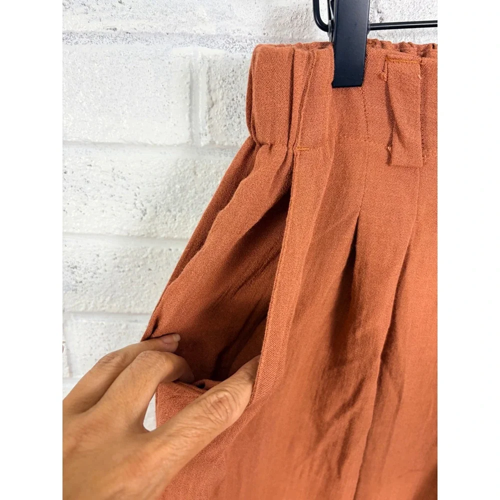 Halara Wide Leg Pants Womens L Sierra Brown High Rise Pleated Flowy Palazzo